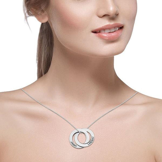 925 Sterling Silver Personalized Engraved Russian Ring Necklace - onlyone