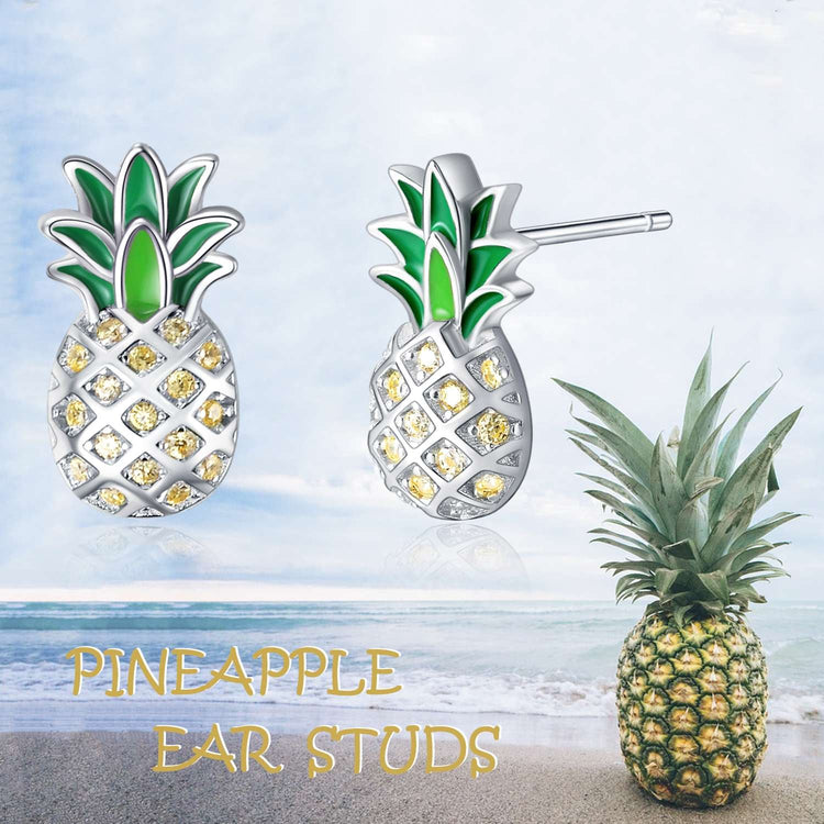 925 Sterling Silver Pineapple Pendant Earrings With Yellow Cubic Zircon