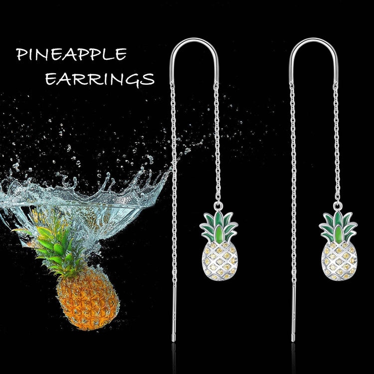 925 Sterling Silver Pineapple Pendant Earrings With Yellow Cubic Zircon