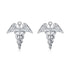 925 Sterling Silver Caduceus Angel Nurse Earrings Sterling Silver Medical Symbol Studs with Crystal - onlyone