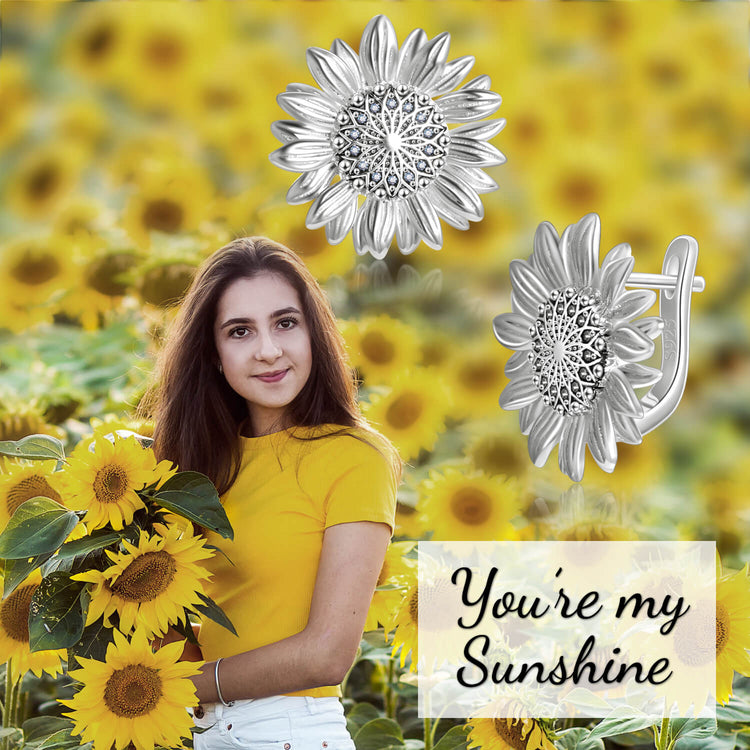 925 Sterling Silver Sunflower Earrings - onlyone