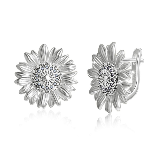 925 Sterling Silver Sunflower Earrings - onlyone