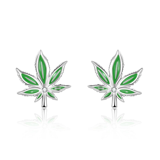 925 sterling silver leaves fashion earrings - onlyone