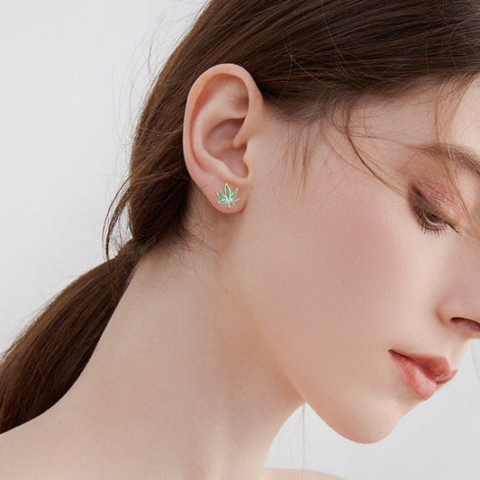 925 sterling silver leaves fashion earrings - onlyone