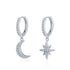 925 sterling silver moon and stars fashion earrings - onlyone