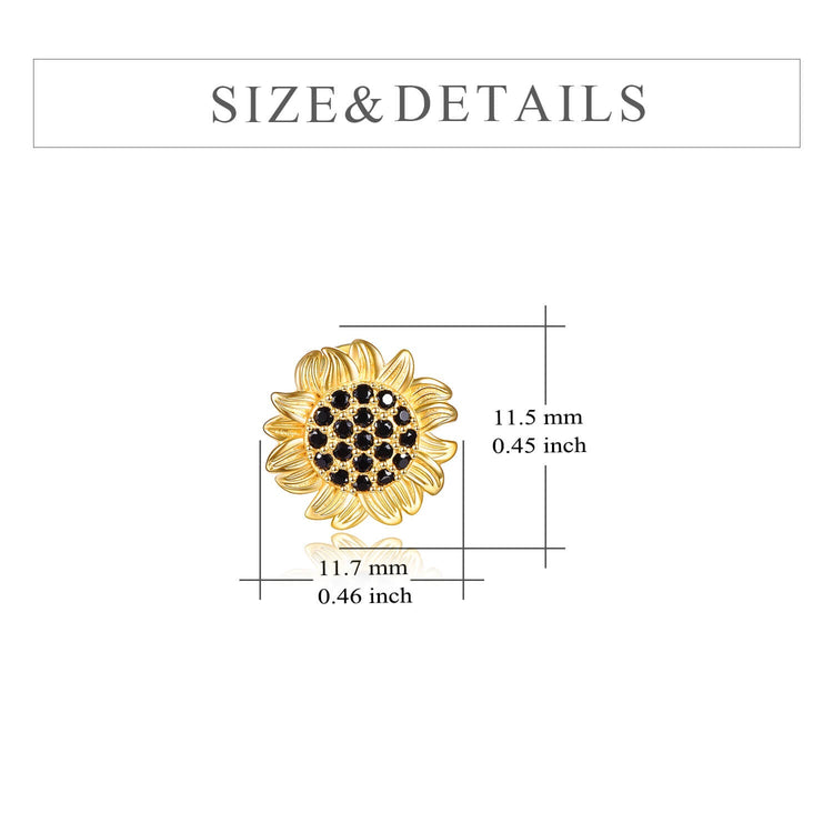 925 Sterling Silver Sunflower Stud Earrings With Zirconia Seed - onlyone