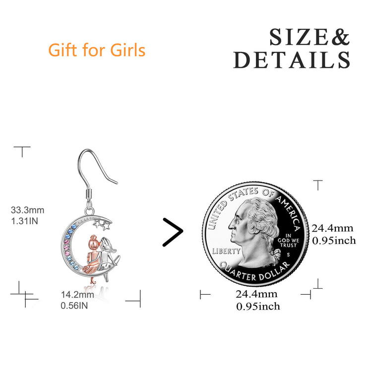 925 Sterling Silver  With Crystal  Dangle Sister Earrings With Crystal