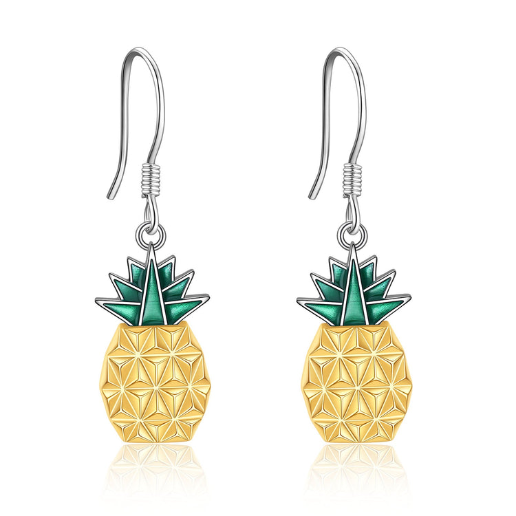 PRAYBIRDS 925 Sterling Silver Dangle Pineapple Earrings And Necklace