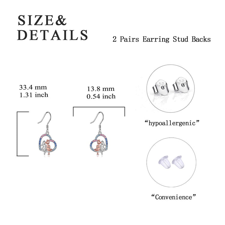 925 Sterling Silber BFF Herz Anhänger Ohrringe mit Kristall