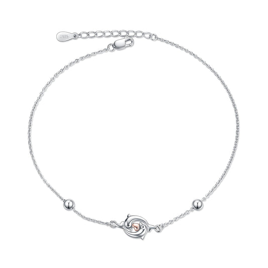 925 Sterling Silver Double Dolphin Anklets Bracelet for Women - onlyone