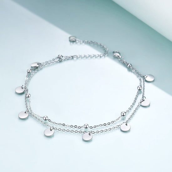 925 Sterling Silver Double Chains Anklet - onlyone