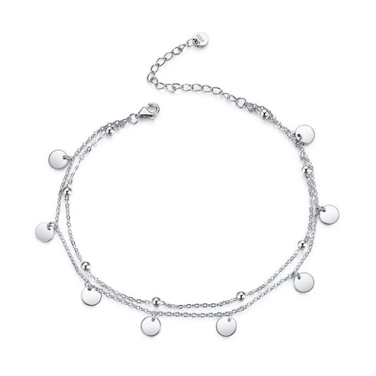925 Sterling Silver Double Chains Anklet - onlyone