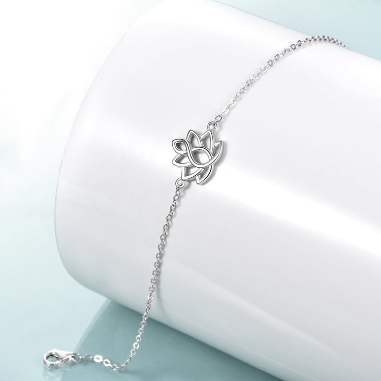 925 Sterling Silver Hollow-Out Flower Anklet Bracelet