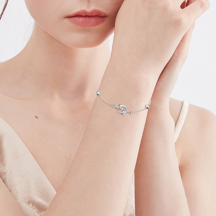 925 Sterling Silver Double Dolphin Anklets Bracelet for Women - onlyone