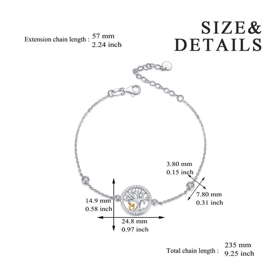925 Sterling Silver Owl And Tree Of Life Bracelet - onlyone