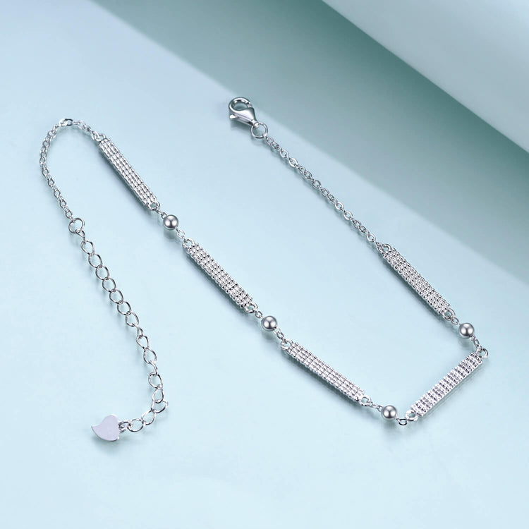 925 Sterling Silver Simple Bar and Ball Bracelet - onlyone