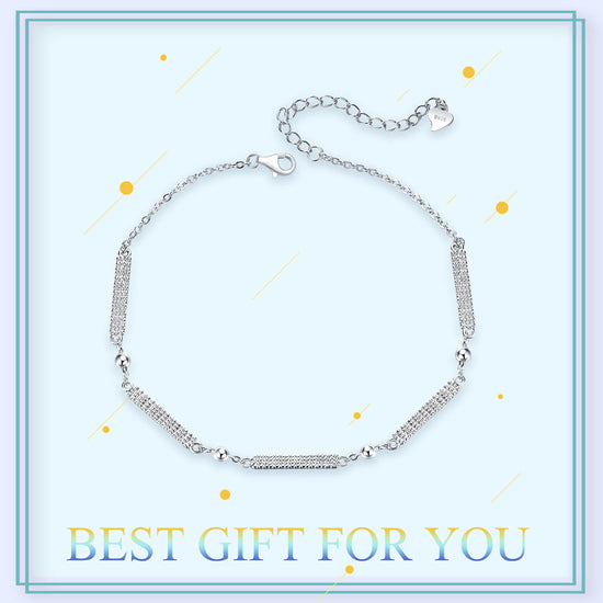 925 Sterling Silver Simple Bar and Ball Bracelet - onlyone