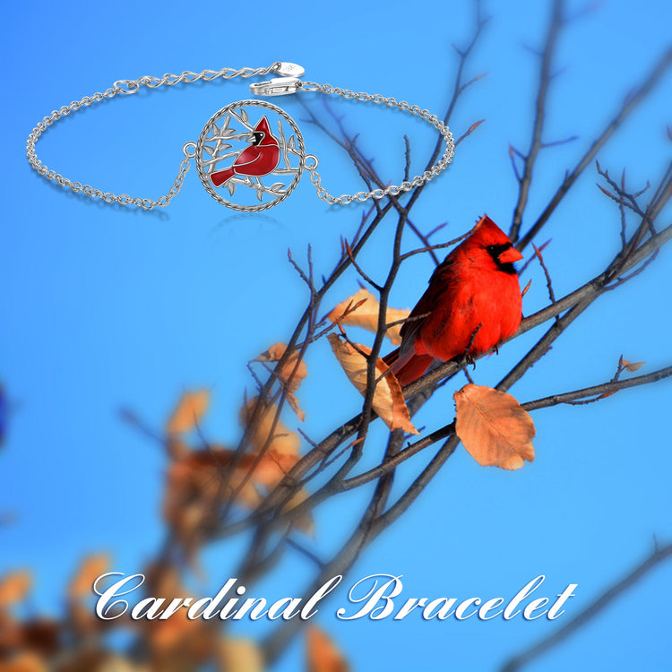 925 Sterling Silver Red Cardinal Bracelet And Necklace Memorial Jewelry