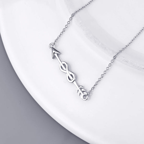 925 Sterling Silver Arrow Infinity Necklace - onlyone