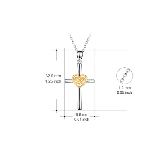 925 Sterling Silver Cross Necklace For Women Celtic Knot Cross Infinity Heart Love Pendant - onlyone