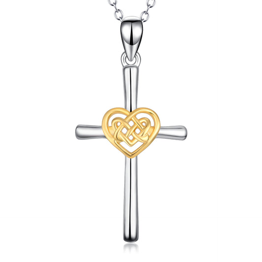 925 Sterling Silver Cross Necklace For Women Celtic Knot Cross Infinity Heart Love Pendant - onlyone