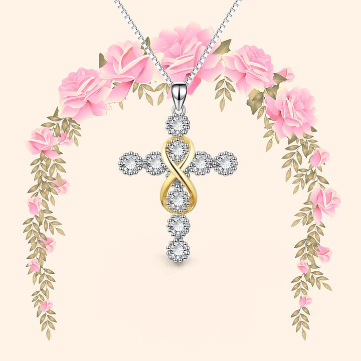 925 Sterling Silver Infinity Cross Pendant Necklace Cubic Zirconia Fine Jewelry Cross Necklace For Women - onlyone