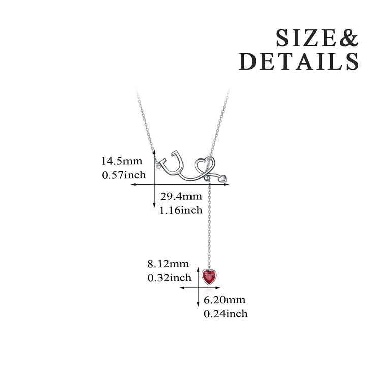 925 Sterling Silver Stethoscope Necklace Y Lariat Necklace for Nurse - onlyone
