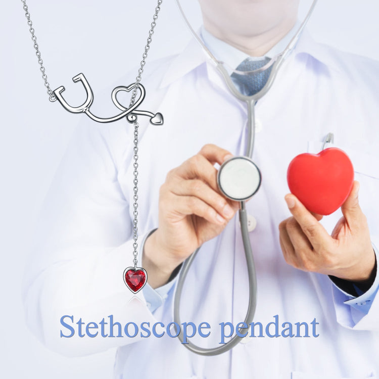 925 Sterling Silver Stethoscope Necklace Y Lariat Necklace for Nurse - onlyone