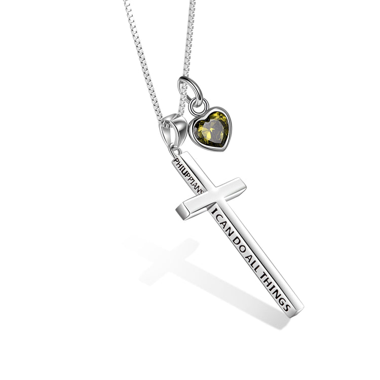 Collier croix gravée 3D en argent sterling 925