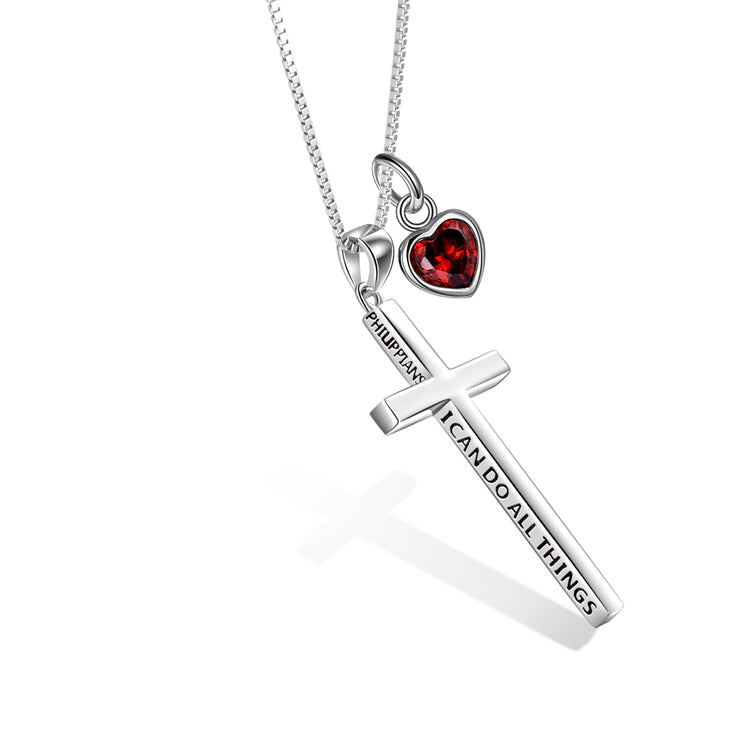 Collier croix gravée 3D en argent sterling 925