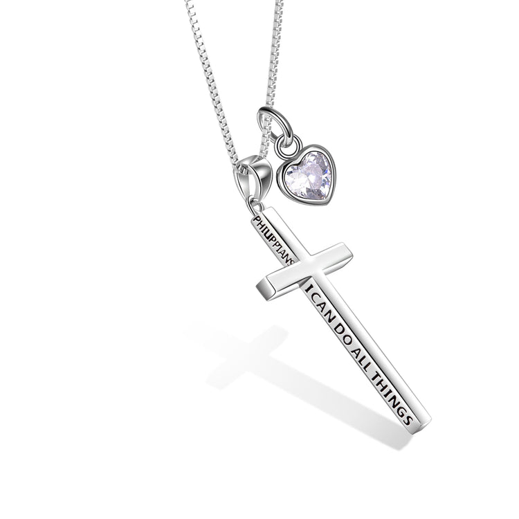 Collier croix gravée 3D en argent sterling 925