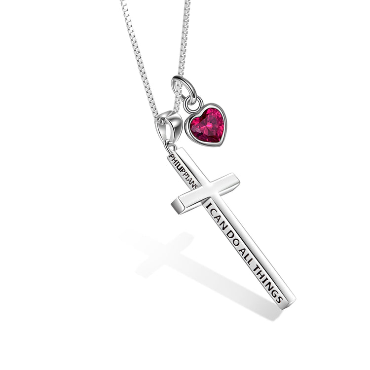 Collier croix gravée 3D en argent sterling 925