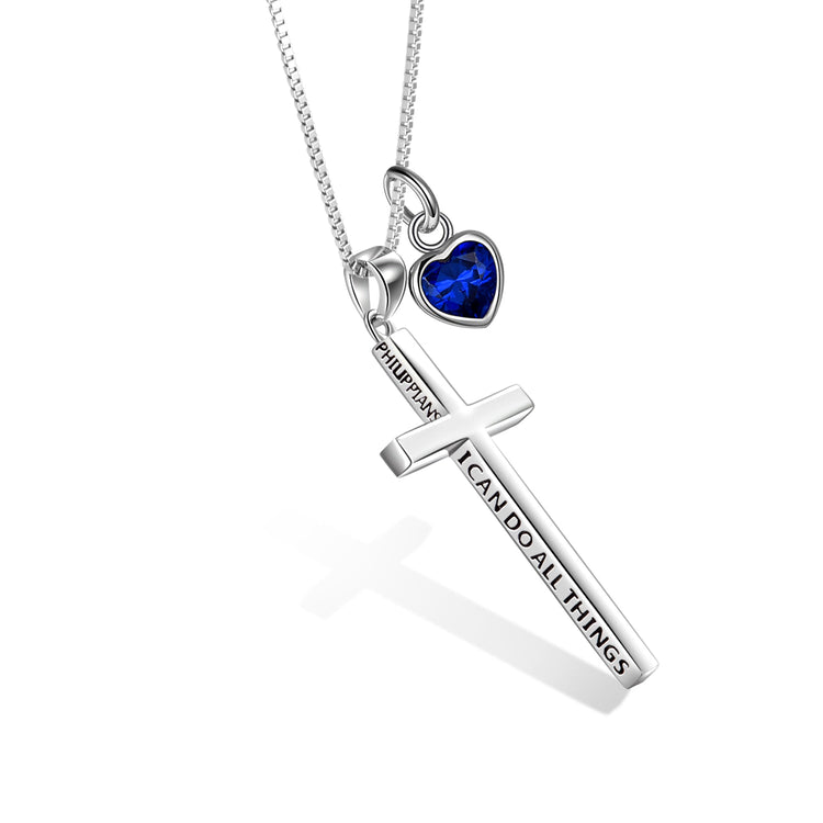 Collier croix gravée 3D en argent sterling 925