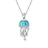 925 Sterling Silver Opal Jellyfish Necklace - onlyone