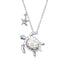 925 Sterling Silver Opal Turtle And Starfish Necklace - onlyone