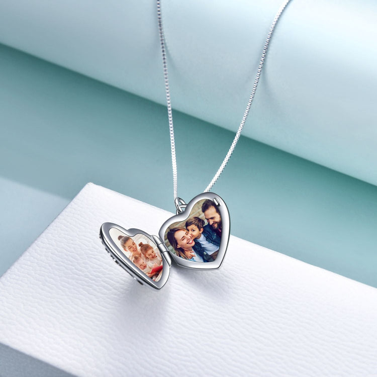 925 Sterling Silver Mother's Love  Heart Photo Locket Necklaces - onlyone