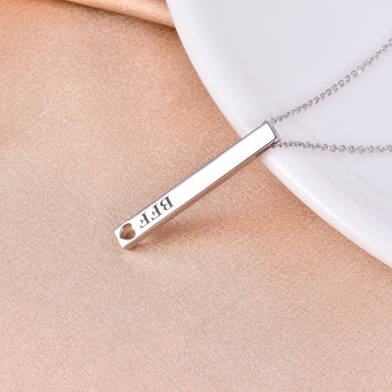 925 Sterling Silver Mores Code Vertical Bar Pendant Necklace - onlyone