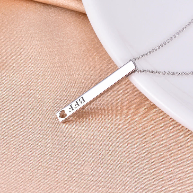 925 Sterling Silver Mores Code Vertical Bar Pendant Necklace - onlyone