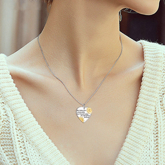 925 Sterling Silver Daughter Heart Pendant Necklace - onlyone