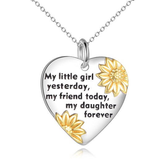 925 Sterling Silver Daughter Heart Pendant Necklace - onlyone