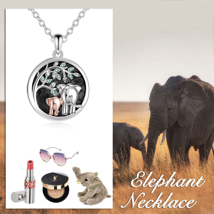 925 sterling silver elephant parent-child series photo necklaces - onlyone