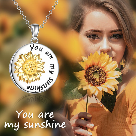 925 Sterling Silver Rotatable Sunflower Necklace - onlyone