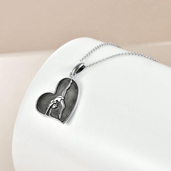 925 Sterling Silver Flipping Gymnast Team Pendant Necklace Ballerina Gymnastics for Women Gifts - onlyone