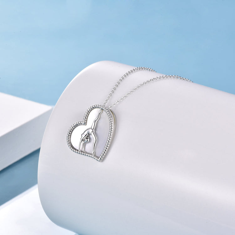 925 Sterling Silver Flipping Gymnast Team Pendant Necklace Ballerina Gymnastics for Women Gifts - onlyone