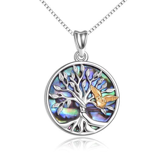 925 Sterling Silver Tree Of Life Owl Necklace - onlyone