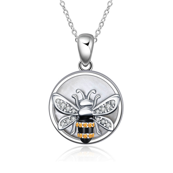 925 Sterling Silver Bee Coin Necklace - onlyone