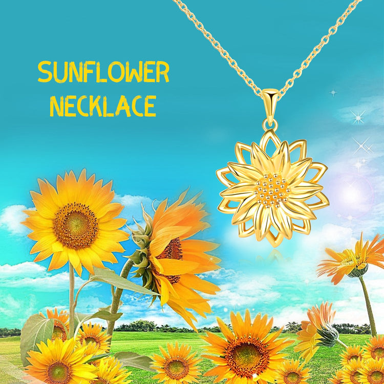 925 Sterling Silver Simple and Classical Gold Sunflower Necklace - onlyone