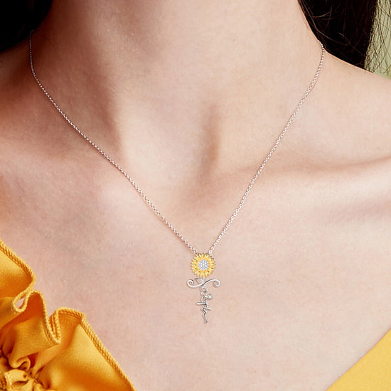 925 Sterling Silver Sunflower Faith Cross Necklace - onlyone