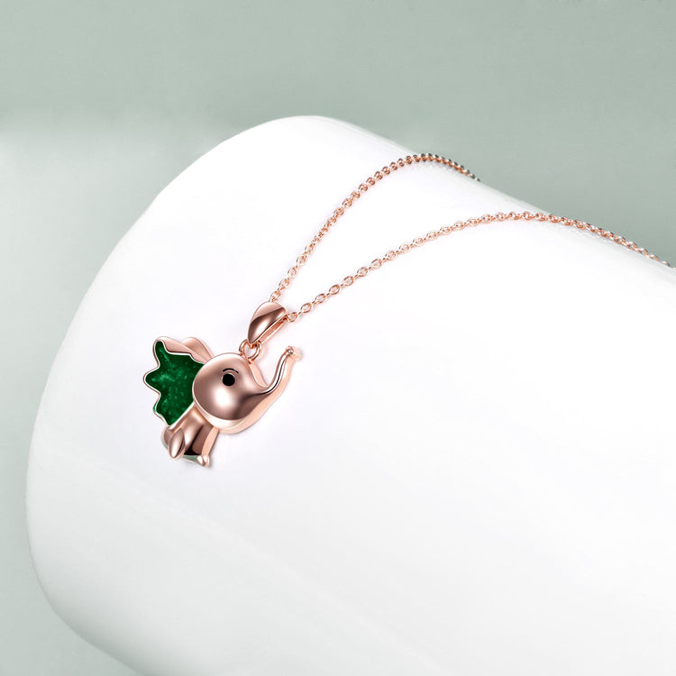 Sterling Silver Cute Elephant Necklace Good Luck Animal Dumbo Pendant Holiday Jewelry Gift for Girls Teens Elephant Lover