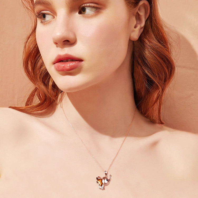 Sterling Silver Cute Elephant Necklace Good Luck Animal Dumbo Pendant Holiday Jewelry Gift for Girls Teens Elephant Lover